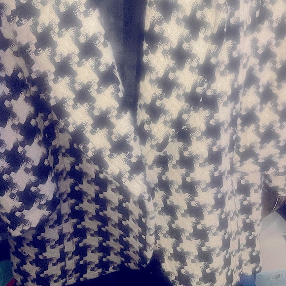 Karen Kane (Large) Monochrome Houndstooth 3/4 Length Cape Sleeve Luxury Blazer - Picture 11 of 11